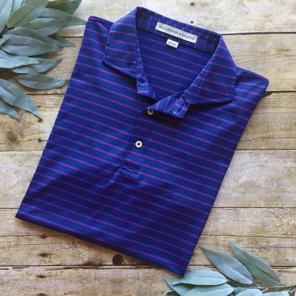Holderness & Bourne Other - Holderness & Bourne Blue Striped Golf Polo, Large